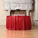 (180cm Round, Red) - 3E Home 180cm Round Sequin TableCloth for Party Cake Dessert Table Exhibition E