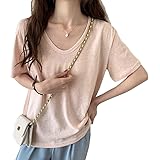 [バイバン] レディース Vネック tシャツ 半袖 無地 シンプル ゆったり Tシャツ ゆったり カットソー