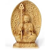 ミニ仏像 地蔵菩薩 柘植（ツゲ）地蔵菩薩像 水子地蔵 お地蔵様 縁起物 御守り 木彫り仏像 祈る 厄除け 風水 開運（高さ7cm×巾3.7cm×奥行1.7cm）