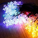 A-szcxtop ソーラーストリングライト 雪 LEDライト イルミネーション クリスマス パーティー 防水 省エネ 環境に優しい カラフル 30LED