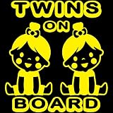 TREZ TWINS ON BOARD 双子 ツインズ GIRL&GIRL 女の子 姉妹 ステッカー 【BABY IN CAR】 (イエロー)