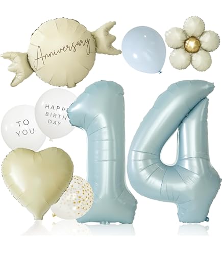 Amazon | 14歳 誕生日 バルーン 風船 飾り付け セット 数字バルーン 14