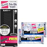 【セット買い】クイックルワイパー 本体1個＋立体吸着ウェットシート ストロング12枚×2パックセット（ 香りが残らないタイプ） (ブラック)
