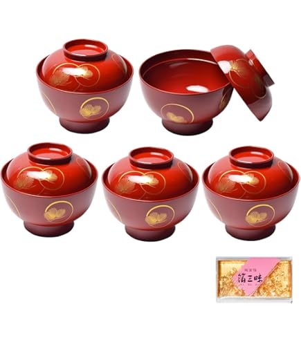 Amazon.co.jp: お 特撰漆器 三越型吸物椀 山茶花 本漆塗り 天然