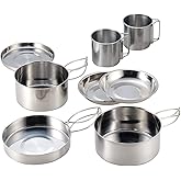 カクセー アウトドア クッカー 丸型 8点 セット ステンレス 鍋 フライパン 皿 マグカップ 直火 コンパクト収納 袋付き キャンプ SOLA ソラ PP-02