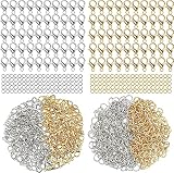 カニカン 12mm 約100個 丸カン 5mm 約200個入 セット メガネチェーン マスクチェーン グラスチェーン ネックレス ブレスレット アンクレット 金具 留め具 アクセサリー ストラップ パーツ ハンドメイド DIY材料 (12mm, シルバー)