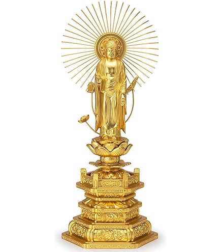Amazon｜仏像 阿弥陀如来 御東用19.5cm(金メッキ/24金) 仏師：牧田秀雲