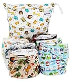 QTPIE Cloth Pocket Diapers with Inserts and Wet Bag, Adorable 14 Piece Set by QTPIE