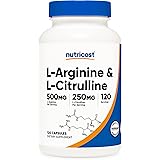 Nutricost L-アルギニン + L-シトルリン 750mg、120 カプセル、非GMO、グルテンフリー
