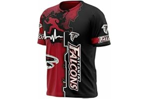 NFL メンズ レディース 半袖 Tシャツ 夏 プリント トップス アトランタファルコンズ フットボール トレーニング ジャージ ラウンドネック カジュアル トップス