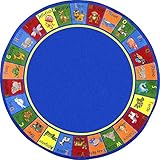 Joy Carpets Kid Essentials Early Childhood Round Animal Phonics Rug Multicolored 13'2 [並行輸入品]
