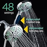 notilus抗菌高圧Luxury 3 - in - 1雨シャワーSpaコンボ – 48設定、2-zone抗菌anti-clogノズル、抗菌滑り止めグリップ、ステンレススチールホース/ all-chr