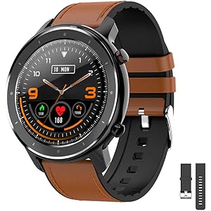 スマートウォッチ 文字盤自由設定 2種類交換可能なバンド 多運動モード 天気予報 IP68防水 活動量計 歩数計 距離測…