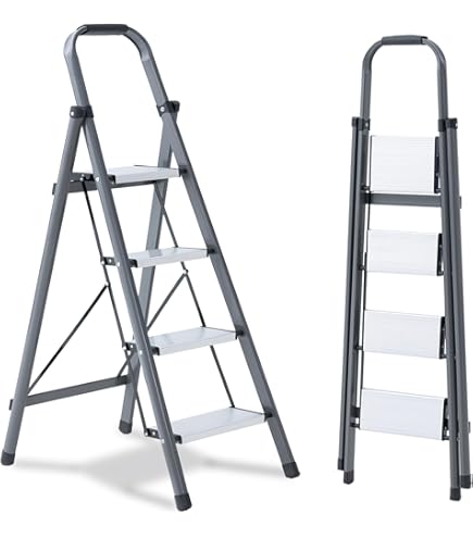 Amazon.co.jp: 踏み台 兼用脚立 はしご 安全手すり付き4段梯子