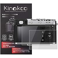 kinokoo 液晶保護フィルム 富士 Fujifilm デジタルカメラ X100F/X100T 専用 硬度9H 高透過率 耐指紋 気泡無し 強化ガラス 厚さ0.3mm 2枚セット 標識クロス付き(X100F/X100T専用)