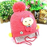 耳まであったか防寒 かわいい ベビー キッズ 赤ちゃん ニット帽子 うさぎちゃん風 ボンボン付き 2017 新製品 (orange)