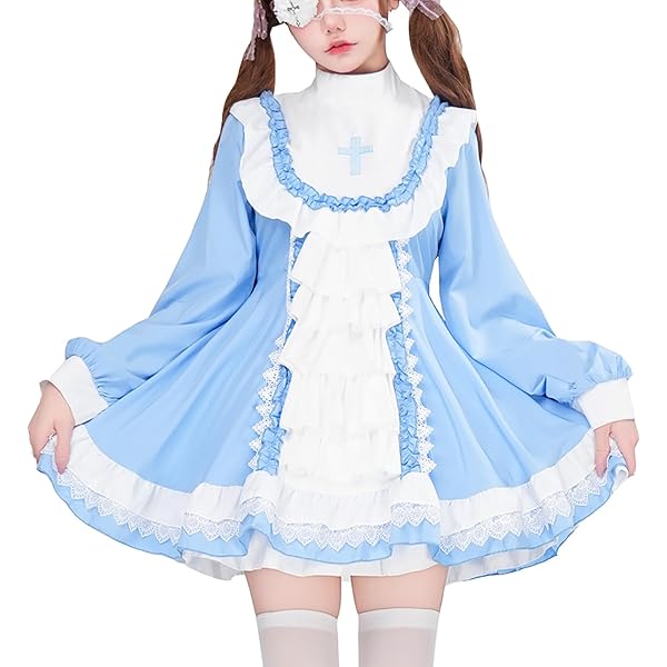 【最終価格】修道女ミニワンピース(13号) 最終！Moi-meme-Moitie 修道女ミニワンピース 13号 黒×青