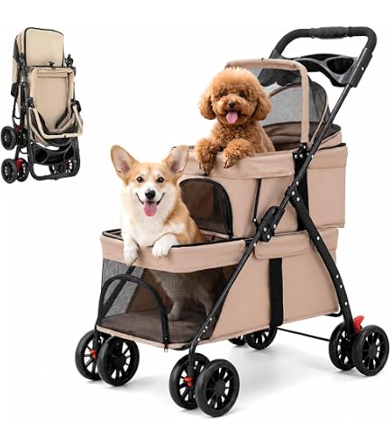 Amazon | BEBEROAD PETS T1 ペットカート二段式 2段式の上下段セット犬