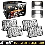 4pcs Partsam Sealed Beam 4x6 LED Headlights Kenworth Peterbilt H4651 H4666 H4656 Led Headlights 4x6 