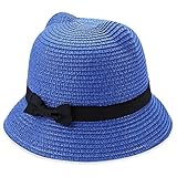 ちょう結びの円形ソリッドカラー子供の帽子 (青)