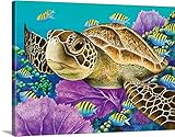 Carolyn Steeleプレミアムシックラップキャンバス壁アート印刷題名Young Green Sea Turtle 40" x 30" 2333233_24_40x30_none