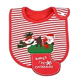 Pawaca クリスマス　お食事用エプロン　食べこぼし 赤ちゃん食事用スタイ エプロン　スナップ式 柔らか 安心素材 　かわいい　 ベビー 赤ちゃん 新生児 子供 出産祝い 離乳期用 男の子　女の子