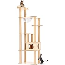 Amazon | 猫家族 キャットタワー 木製 高さ180cmスリムタワー
