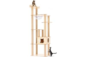 猫家族 キャットタワー 木製 高さ180cmスリムタワー 宇宙船カプセル 大型猫 据え置き型 多頭飼い 爪とぎ 猫タワー ハンモック 人気 おしゃれ 透明ボウル (nkz12nashi)