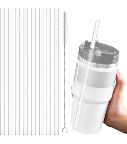6PCS Plastic Straws, Reusable Straw With 1 Straw Brush Jubo Hard