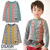 (ディラッシュ) DILASH 秋'15 変わり編みネイティブ総柄長袖Tシャツ 100 ターコイズブルー