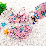 （JUTAOPIN）3点セット 子供用 水着 キャップ キッズ 女子 女児 花柄 女の子 セパレート スカート 赤ちゃん ジュニア プール 子ども 水着 ワンピース　MSO0002 (S, 3点セット