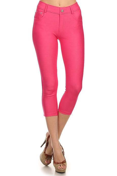 Solid Capri Jeggings (Denim 