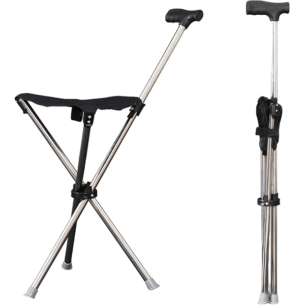 Amazon | Demanca ステッキチェア 折りたたみ式 椅子になる杖椅子付き