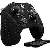 XboxOne コントローラー カバー シリコン素材 スキン ケース CHINFAI 耐衝撃保護 着脱簡単 スティックキャップ8個付き (黒)