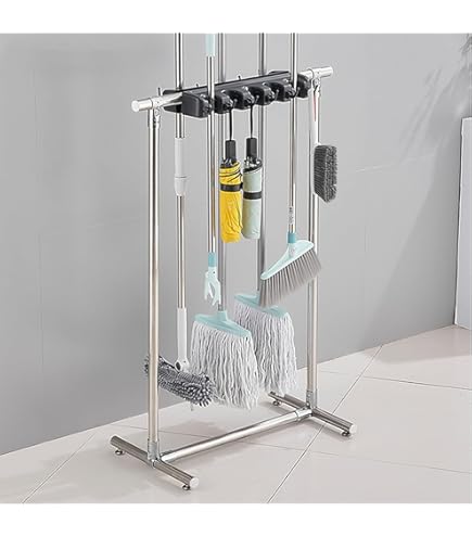 Amazon.co.jp: ほうきとモップホルダー、掃除道具 収納ラック、多機能