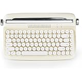 YUNZII ACTTO B303 タイプライターキーボード mac ワイヤレス レトロなブルートゥースキーボード Bluetooth コンパクト 無線 キーボード 86キー テンキーレス 誕生日 ギフト 日本語説明書付き（英語 バターアイボリー）