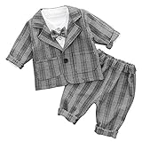 男の子 スーツ Cuteshower 子供スーツ ベビー服 フォーマル 洋服 お宮参り 入園式 結婚式 七五三 3点セット チェック柄 90cm
