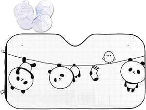 Amazon 車用サンシェード もちもちぱんだ アニメキャラクター フロントサンシェード 日除け 軽自動車 吸盤 Uvカット 車窓日よけ 紫外線カット 日焼け防止 簡単取り付け 車用品 １4０ ７6cm 車 バイク 車 バイク