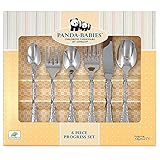 Ginkgo International Panda-Babies Baby to Child Progress Stainless Steel Flatware Set, 6-Piece