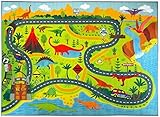 KC CUBS Playtime Collection Dinosaur Dino Safari Road Map Educational Learning & Game Area Rug Carpe