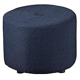 スツール オットマン 1人掛け 腰掛け PVC レザー ファブリック チェア 丸型 円形 イス 玄関 北欧 おしゃれ シンプル モダン (ネイビー)
