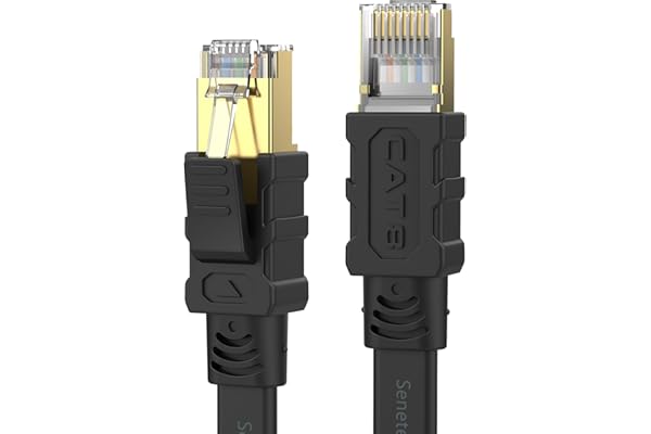 Senetem LANケーブル 5m CAT8 40Gbps/2000MHz カテゴリー8 超高速インターネットケーブル CAT8準拠 フラットケーブル RJ45 ツメ折れ防止 ブラック モデム ルータ PS3 PS4 PS5 Xbox等に対応