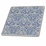 3dRose ct_59830_1 French Paisley Blue Ceramic Tile, 4" [並行輸入品]