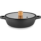 SENSARTE 両手鍋 卓上鍋 すき焼き鍋 24cm IH対応 ガス対応 一品万能 煮る 焼く 炒める 揚げる 焦げ付きにくい お手入れ簡単 ガラス蓋付 しゃぶしゃぶ カレー おでん