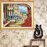 LuxBene(TM)クロスステッチ針仕事DIYクロスステッチセット刺繍キット45 * 38センチメートル壁の家の装飾をカウン地中海の風景柄