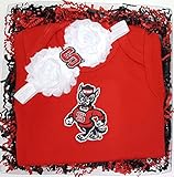 NC State Wolfpack Baby Onesie And Shabby弓ヘッドバンドギフトセット