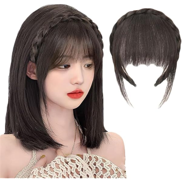 Amazon.co.jp: DUOLEIMI 前髪ウィッグ 三つ編み カチューシャ ぱっつん