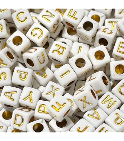 Amazon.co.jp: HERZWILD 1000個 スクエア 文字ビーズ アンティーク