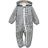UZULAND チェック柄 撥水加工 裏メッシュ ジャンプスーツ 男児 女児 男の子 女の子（ブラック70cm）