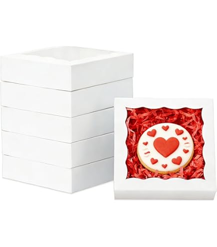 RoanticBaking 100 Pack White 7 X 4 3/8 X 1 1/2inches Cookies Boxes